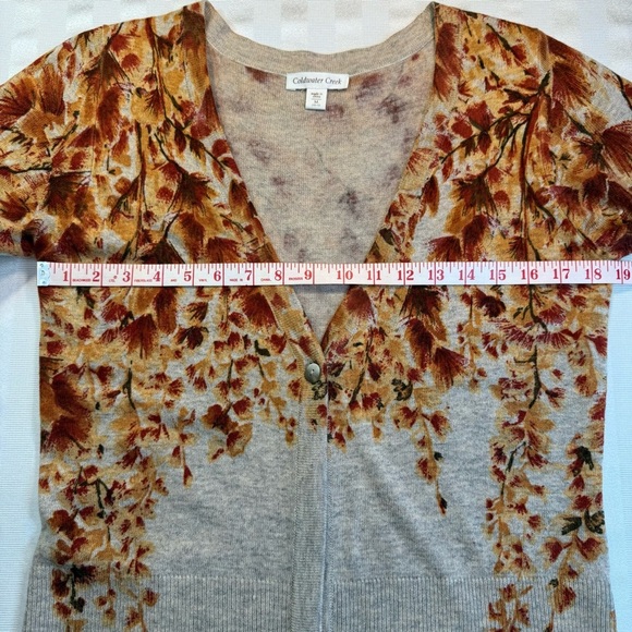 Coldwater Creek Wool, Cashmere, Rabbit Blend Fall Leaves Cardigan Sweater Sz M - Picture 9 of 12